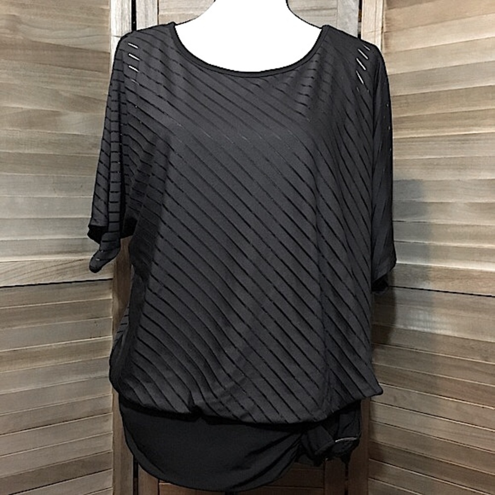 ALYX Black Dolman Top with Silver Ring, Large